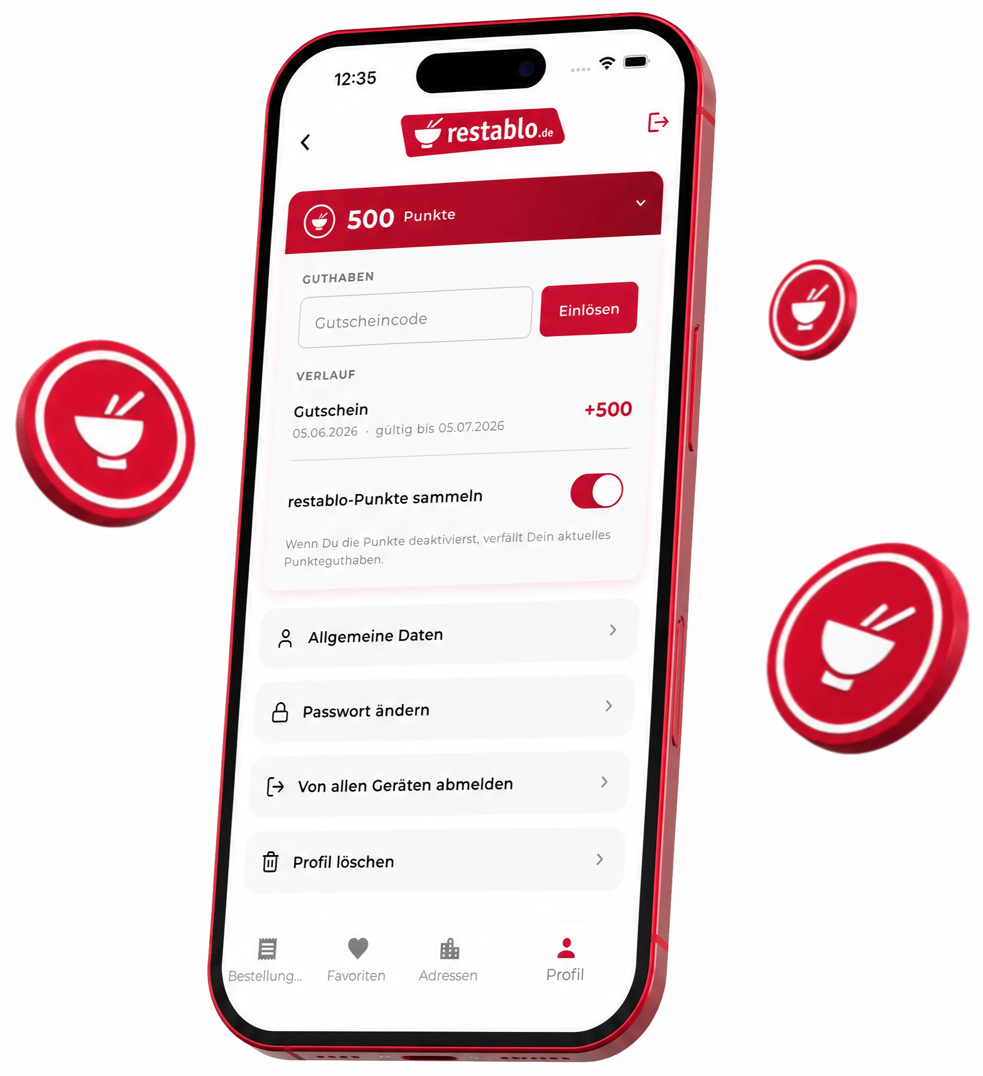 restablo-Punkte: Gutscheincode in der App einlösen